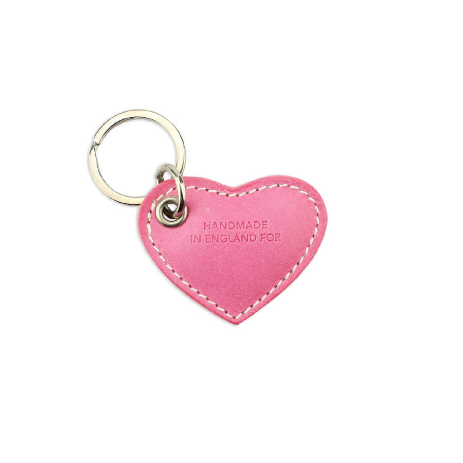 Small Leather Heart Keyring - Pink - Will Bees Bespoke