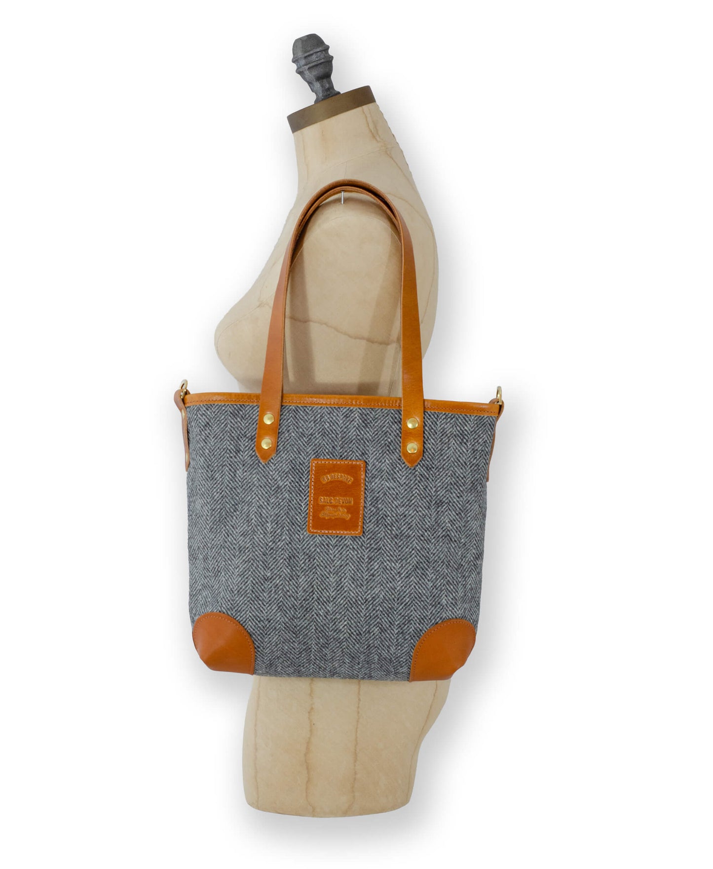 Small Tote - Grey Herringbone Tweed - Will Bees Bespoke
