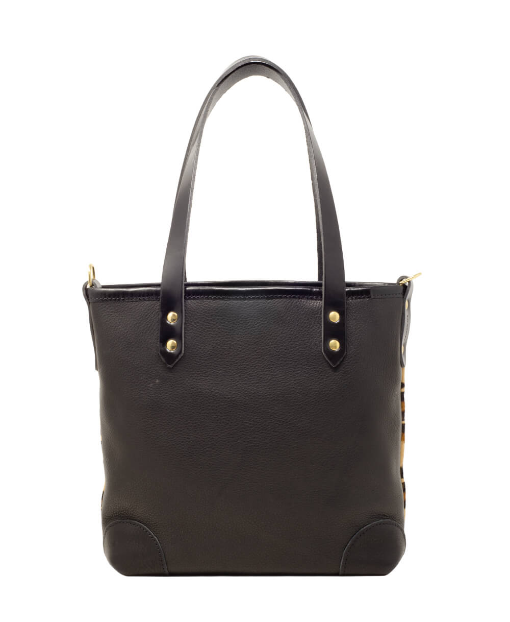Small Tote - Leopard Print - Black Leather