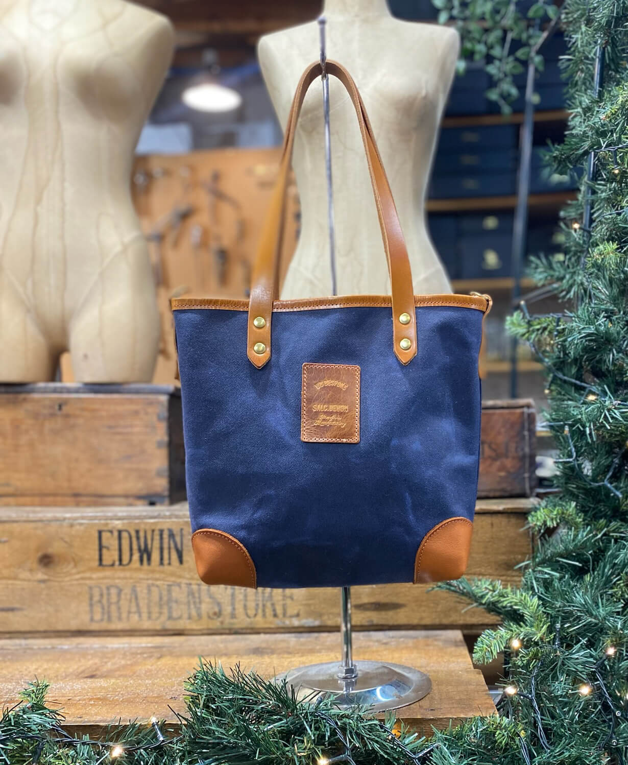 Small Tote - Heavy Wax in Navy - Will Bees Bespoke