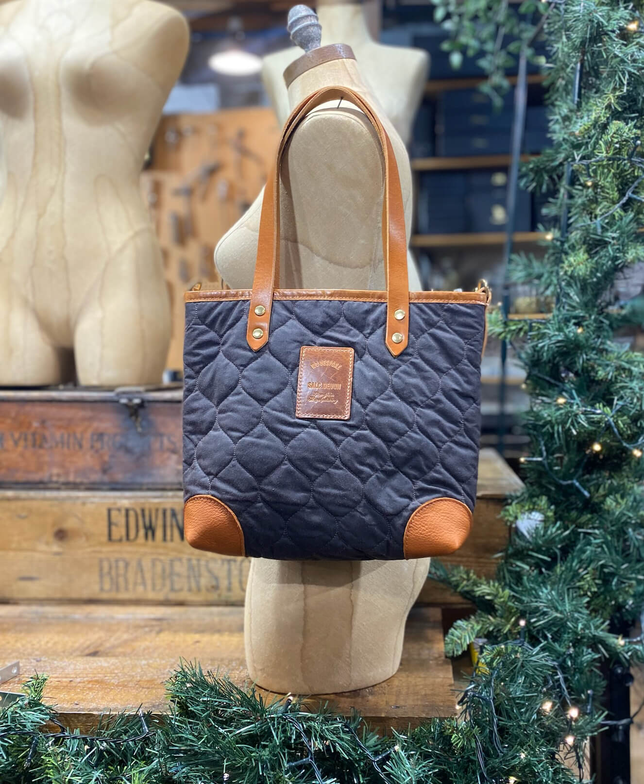 Small Tote - Quilted Oilskin in Brown - Will Bees Bespoke