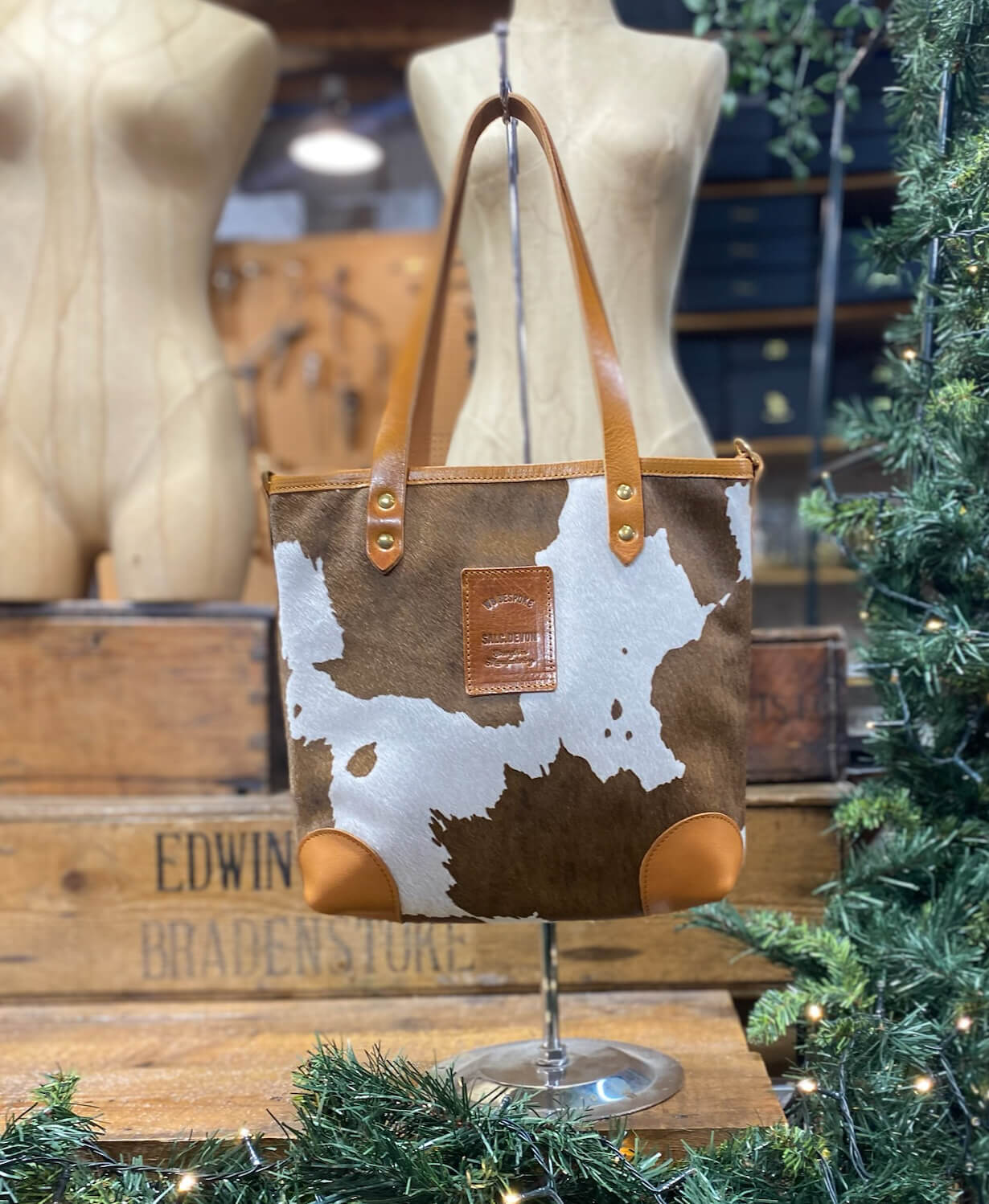 Small Tote - Brown Cow Print - Will Bees Bespoke