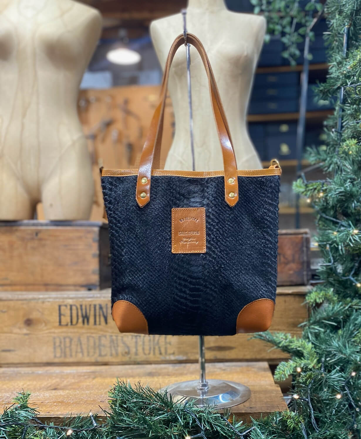 Small Tote - Black Snake Print - Will Bees Bespoke