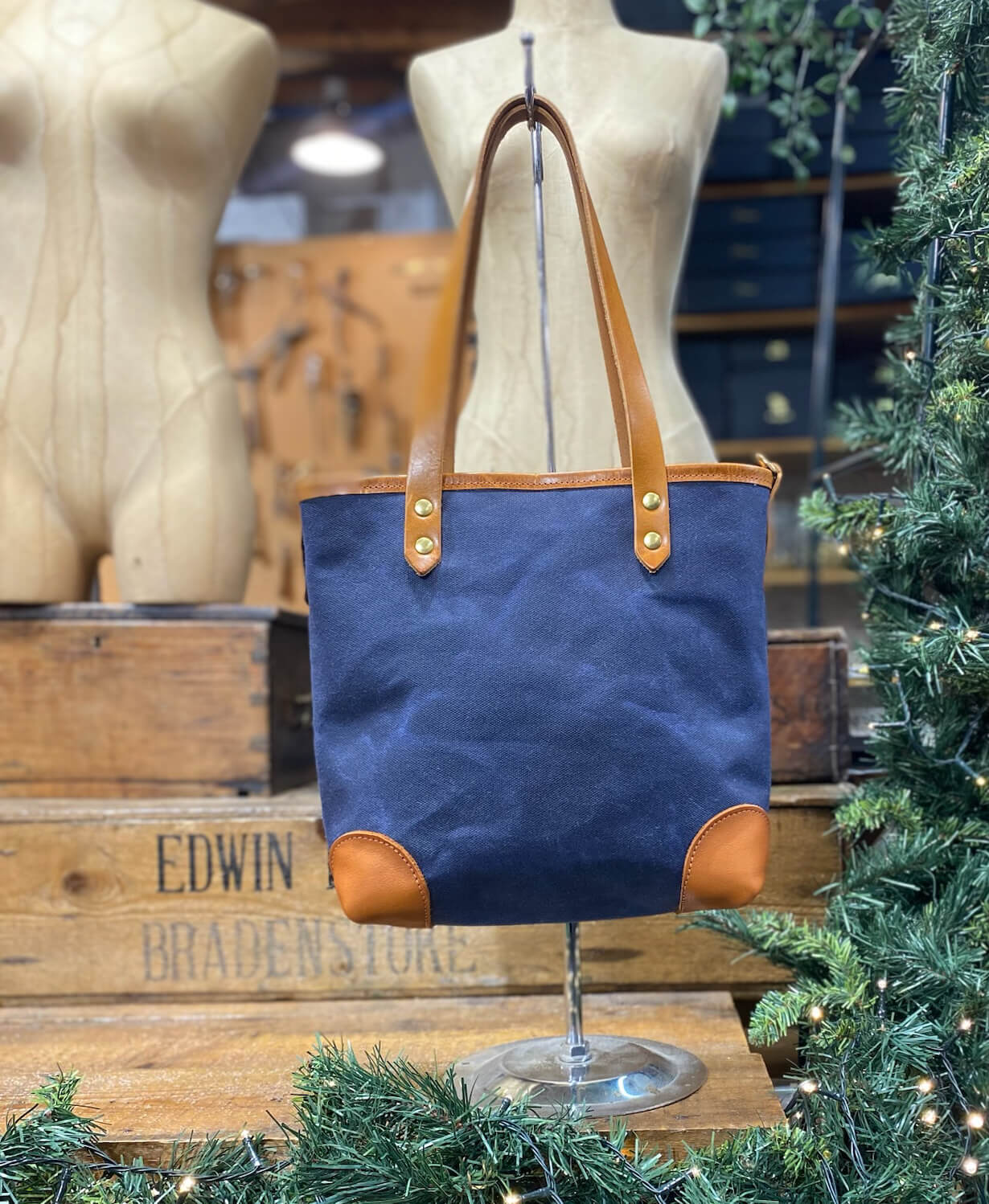 Small Tote - Heavy Wax in Navy - Will Bees Bespoke