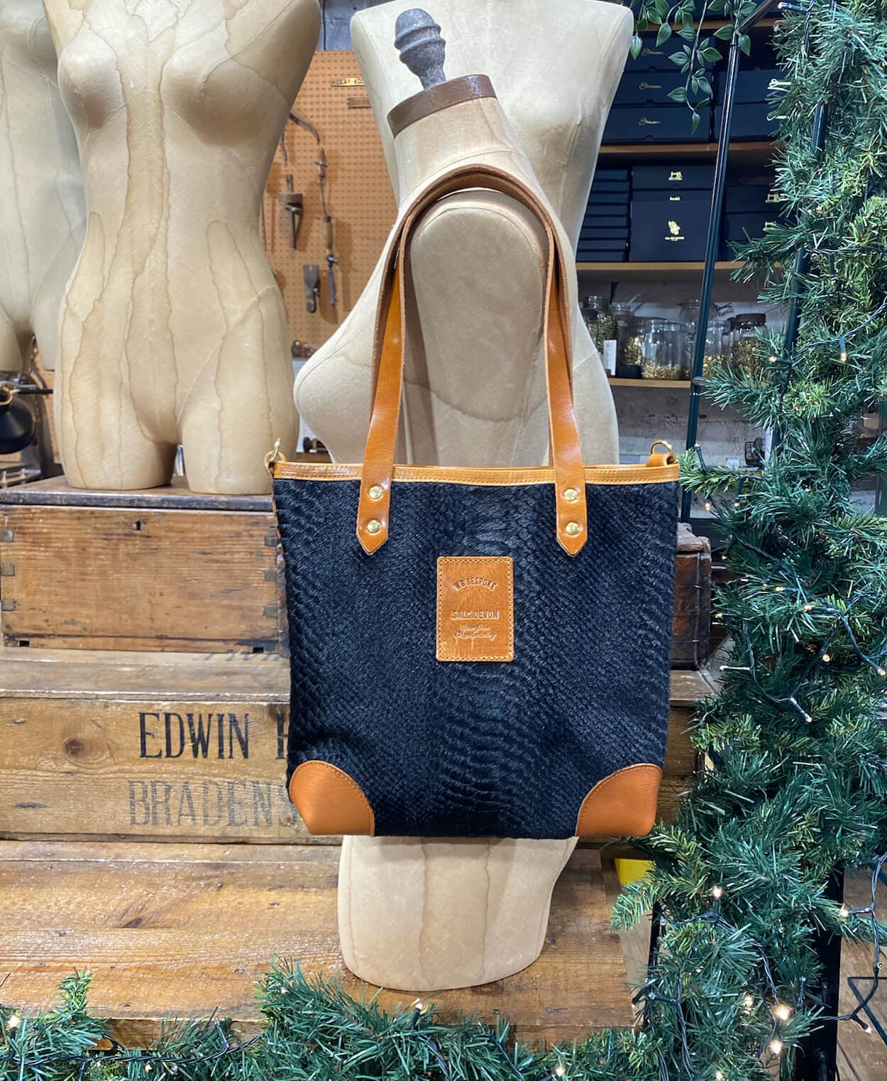 Small Tote - Black Snake Print - Will Bees Bespoke
