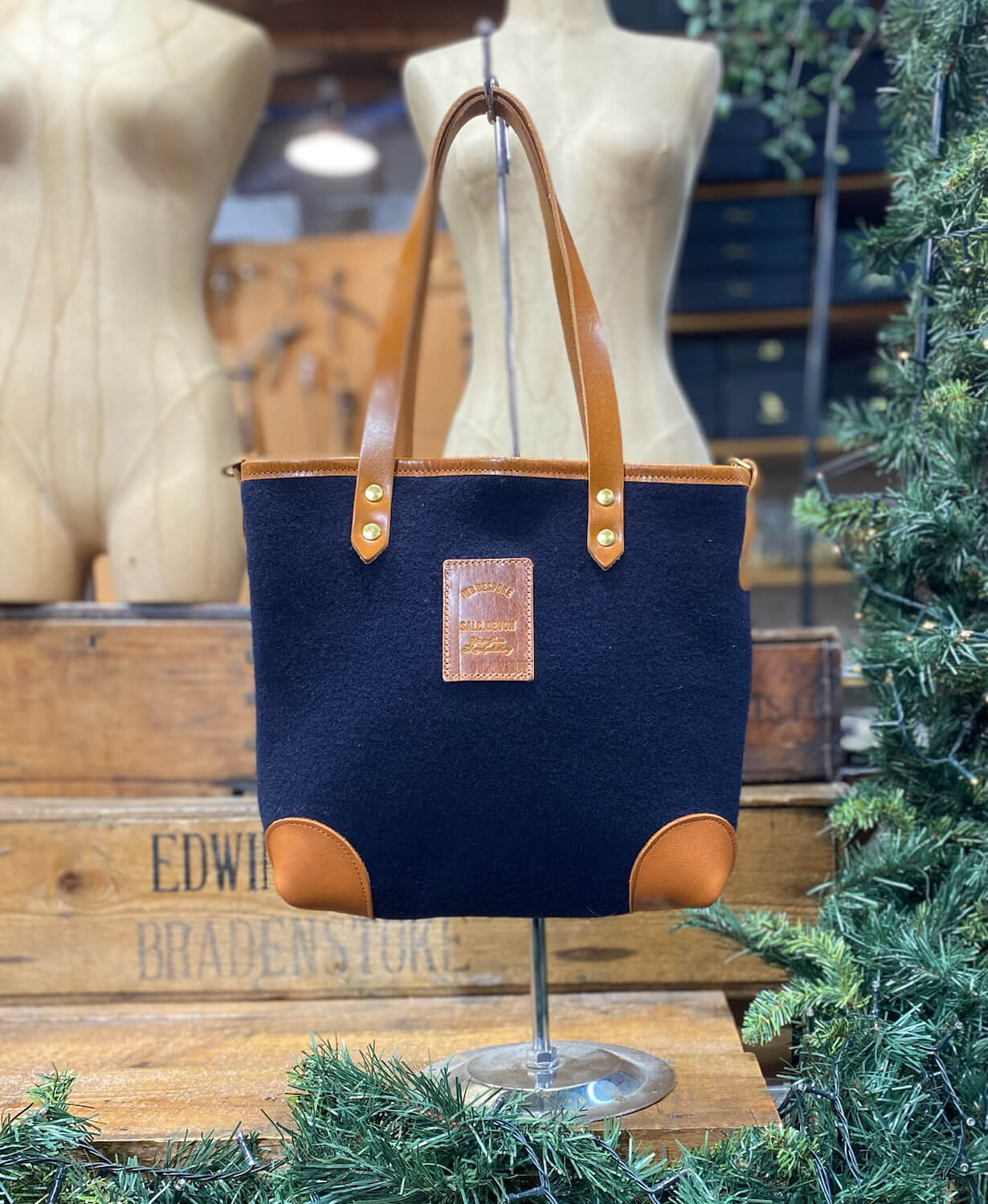 Small Tote - Navy Wool - Will Bees Bespoke