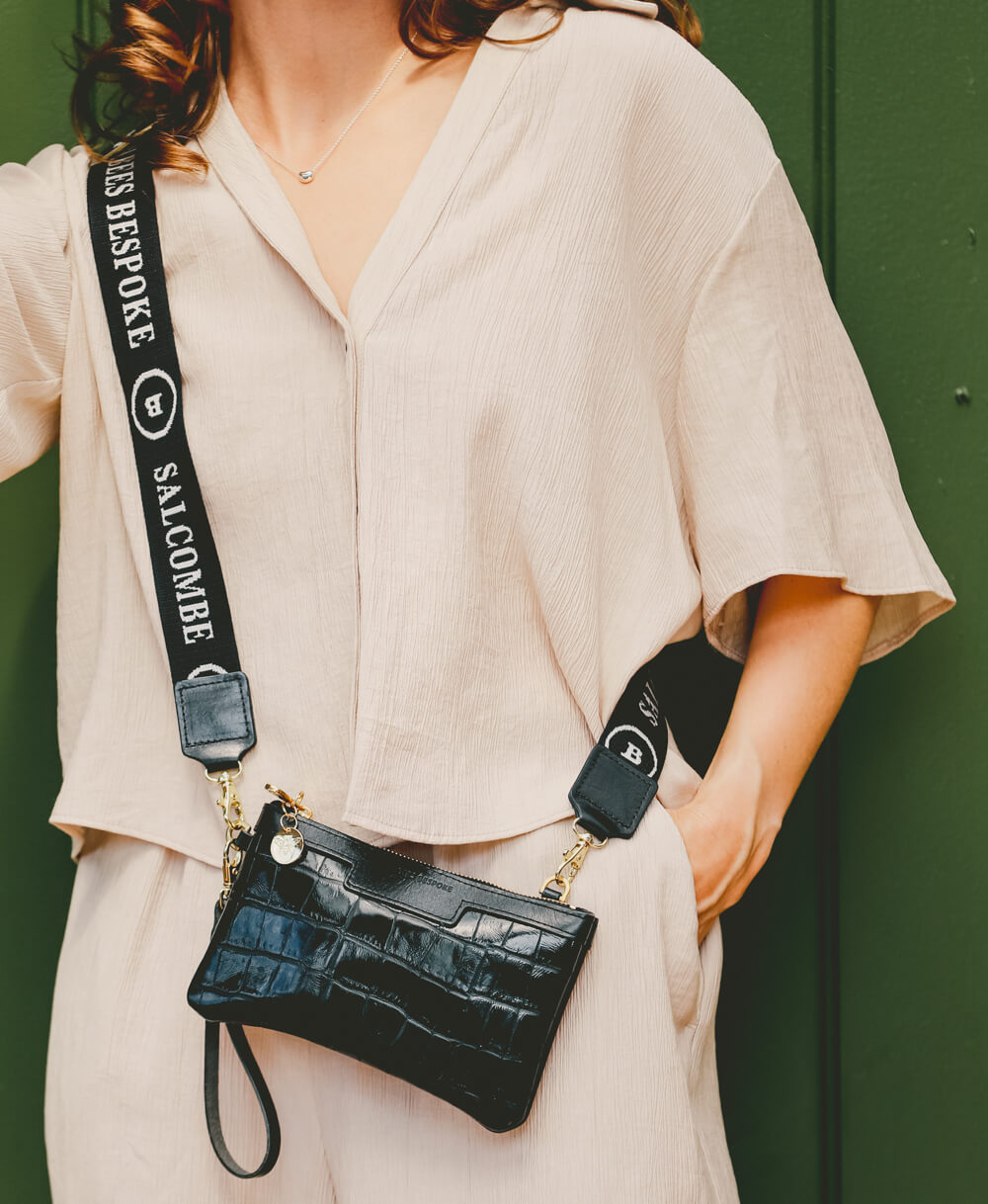 Mini Diana 2 in 1 Clutch - Black Croc - Will Bees Bespoke