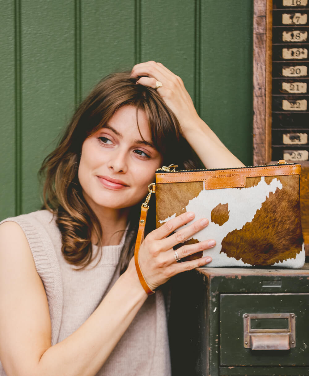Diana 2 in 1 Clutch - Brown Cow Print