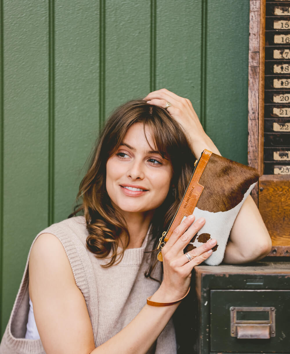 Mini Diana 2 in 1 Clutch - Brown Cow Print - Will Bees Bespoke