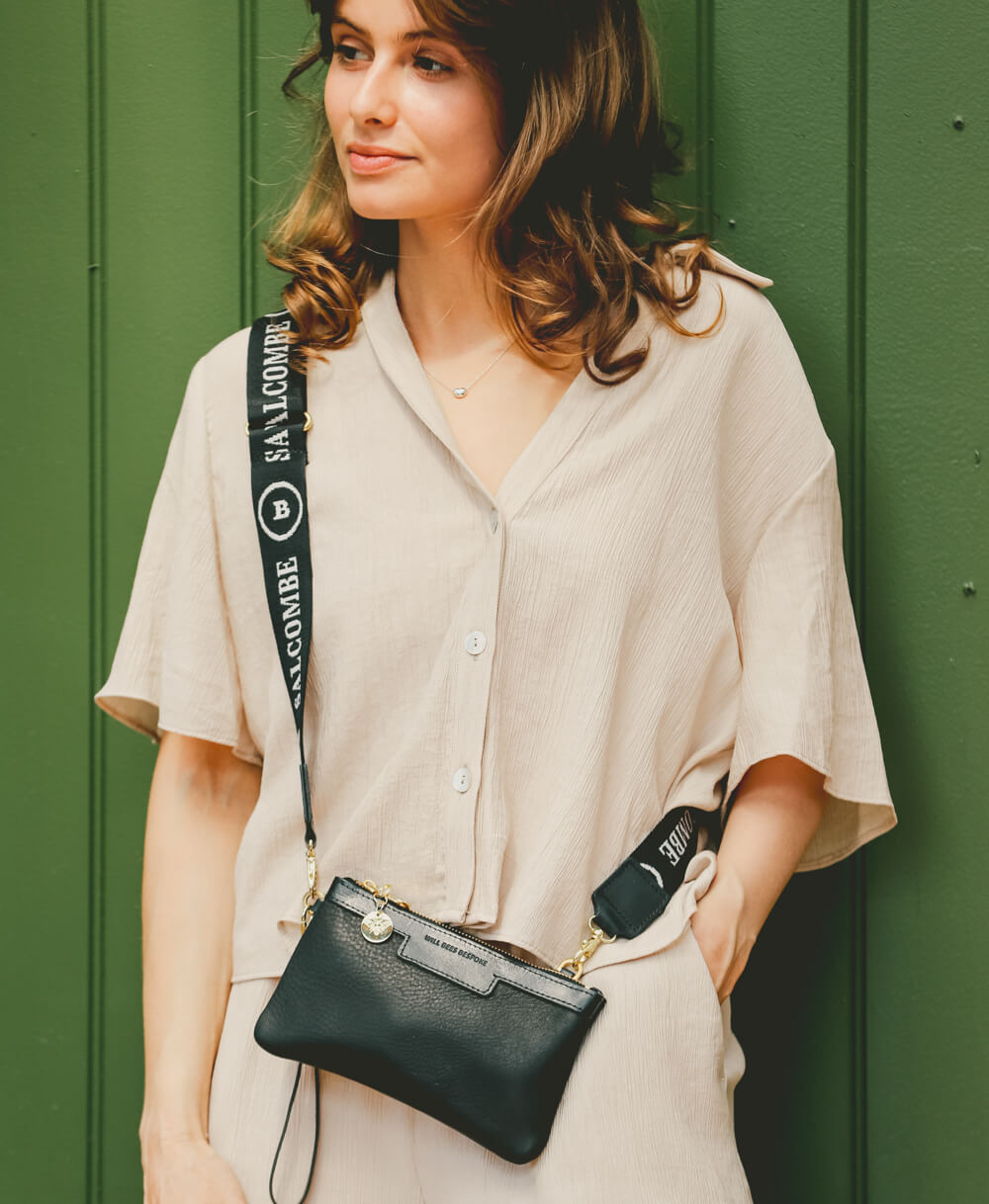 Mini Diana 2 in 1 Clutch - Black Leather - Will Bees Bespoke