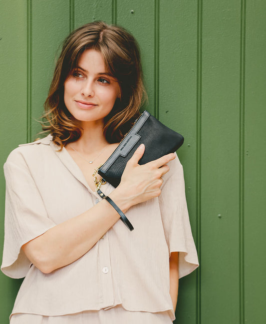 Mini Diana 2 in 1 Clutch - Black Leather - Will Bees Bespoke