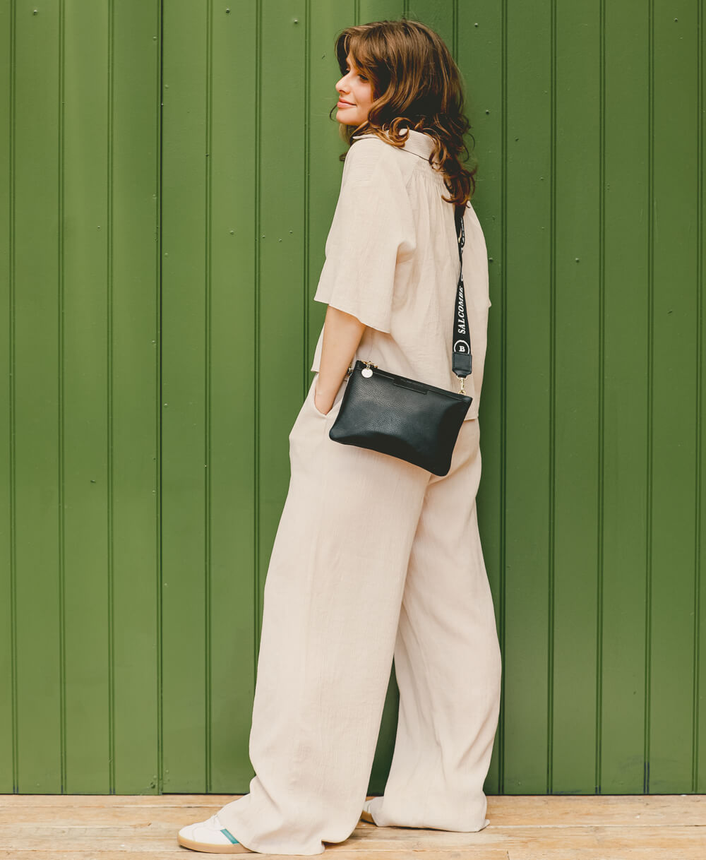Diana 2 in 1 Clutch - Black Leather - Will Bees Bespoke