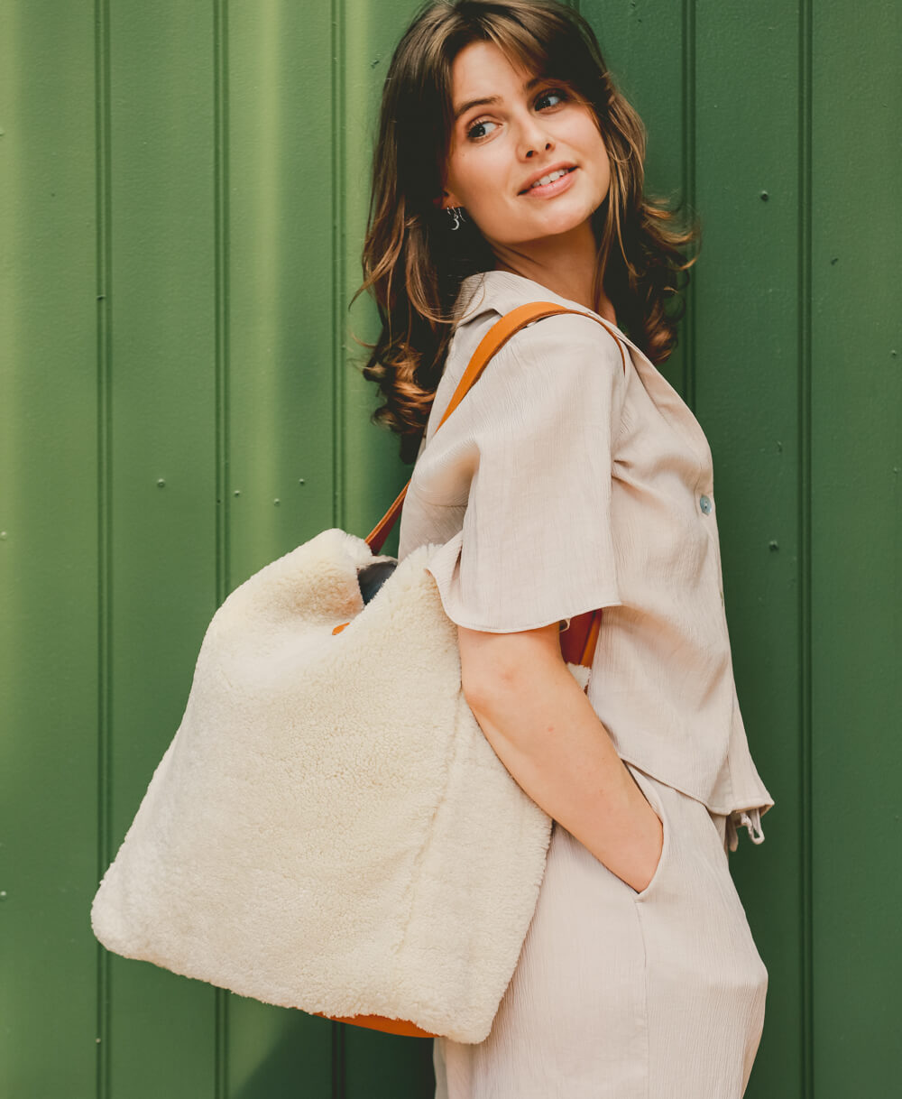 Sheepskin Tote - Cream