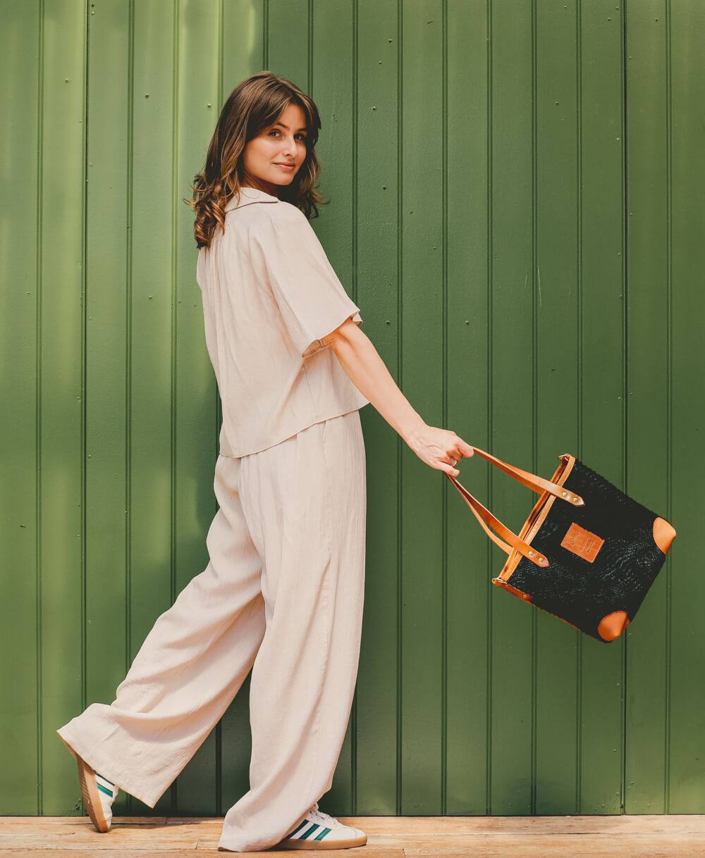 Small Tote - Black Snake Print