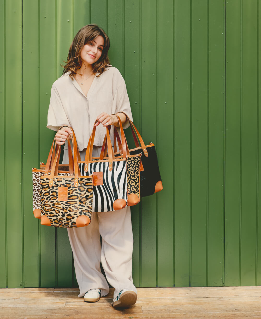 Small Tote - White Leopard - Will Bees Bespoke