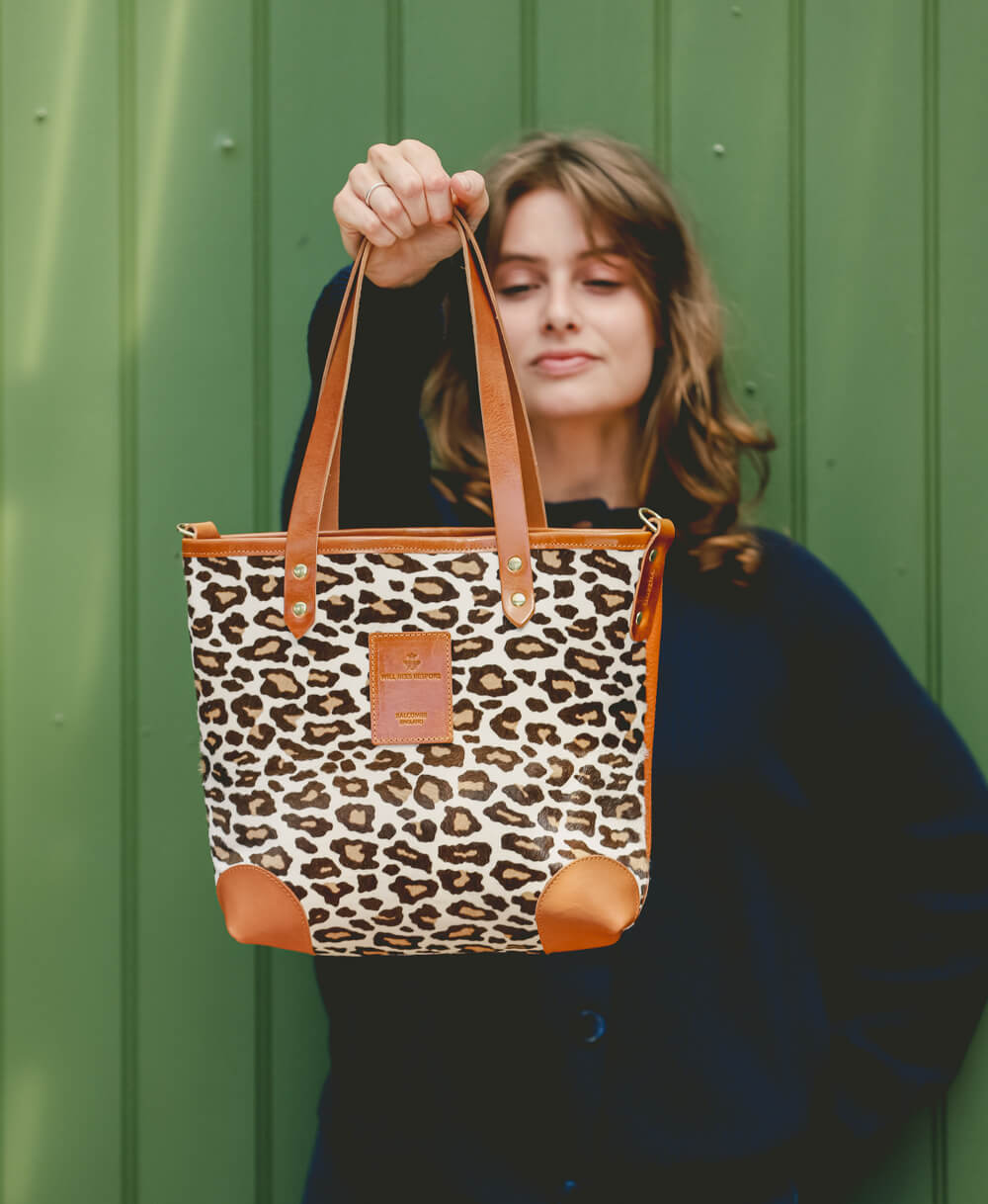 Small Tote - White Leopard