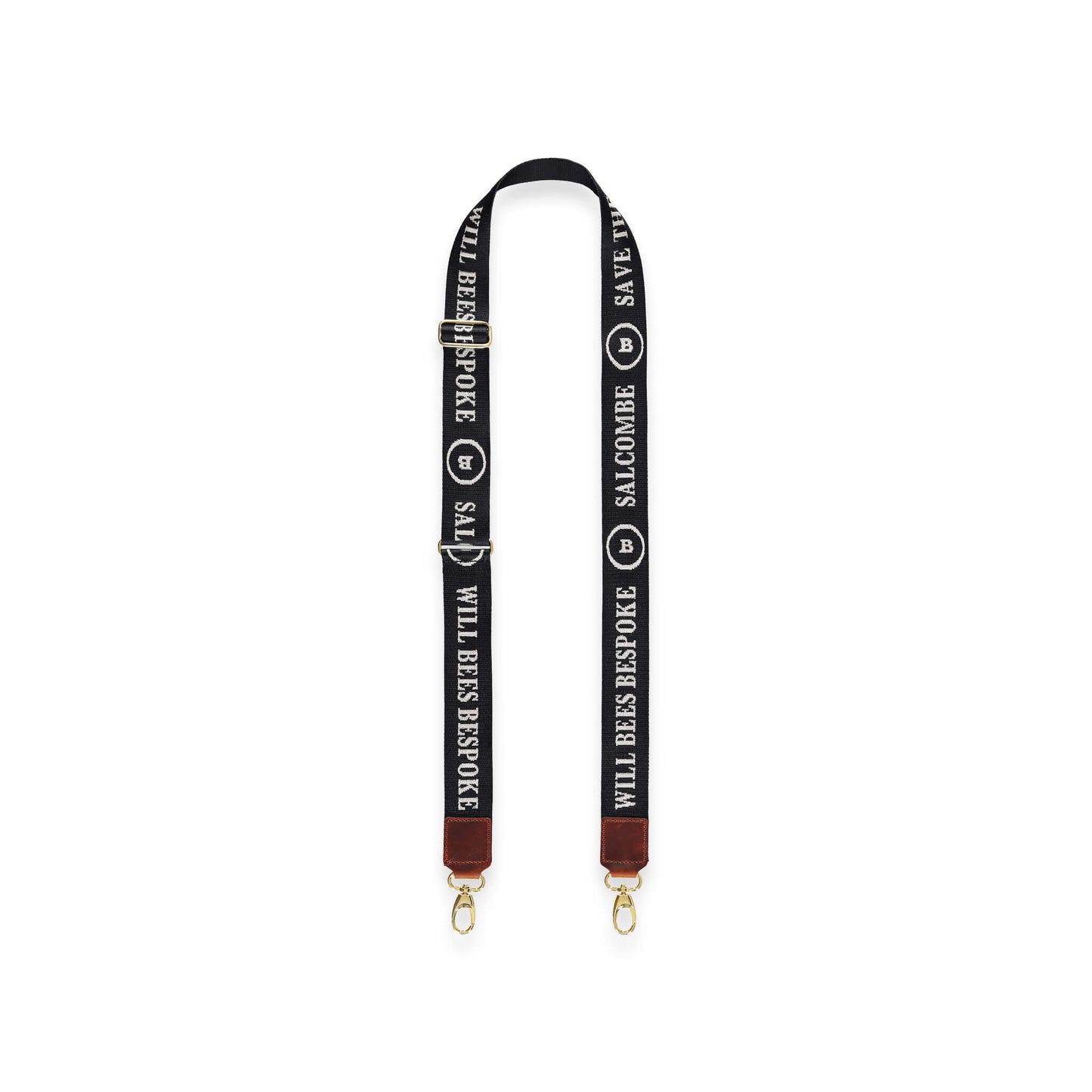 Cross Body Strap - Logo Strap in Black - Will Bees Bespoke