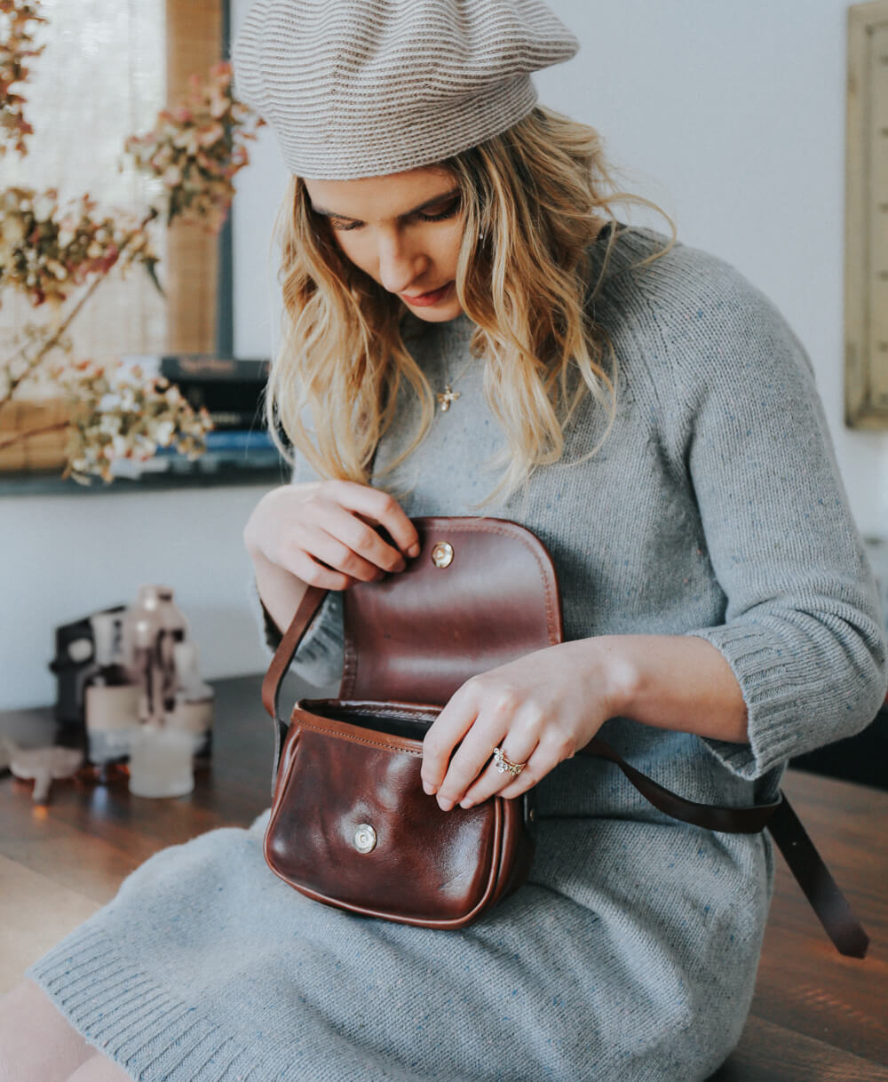 Mini Saddle Bag - Navy Velvet - Will Bees Bespoke