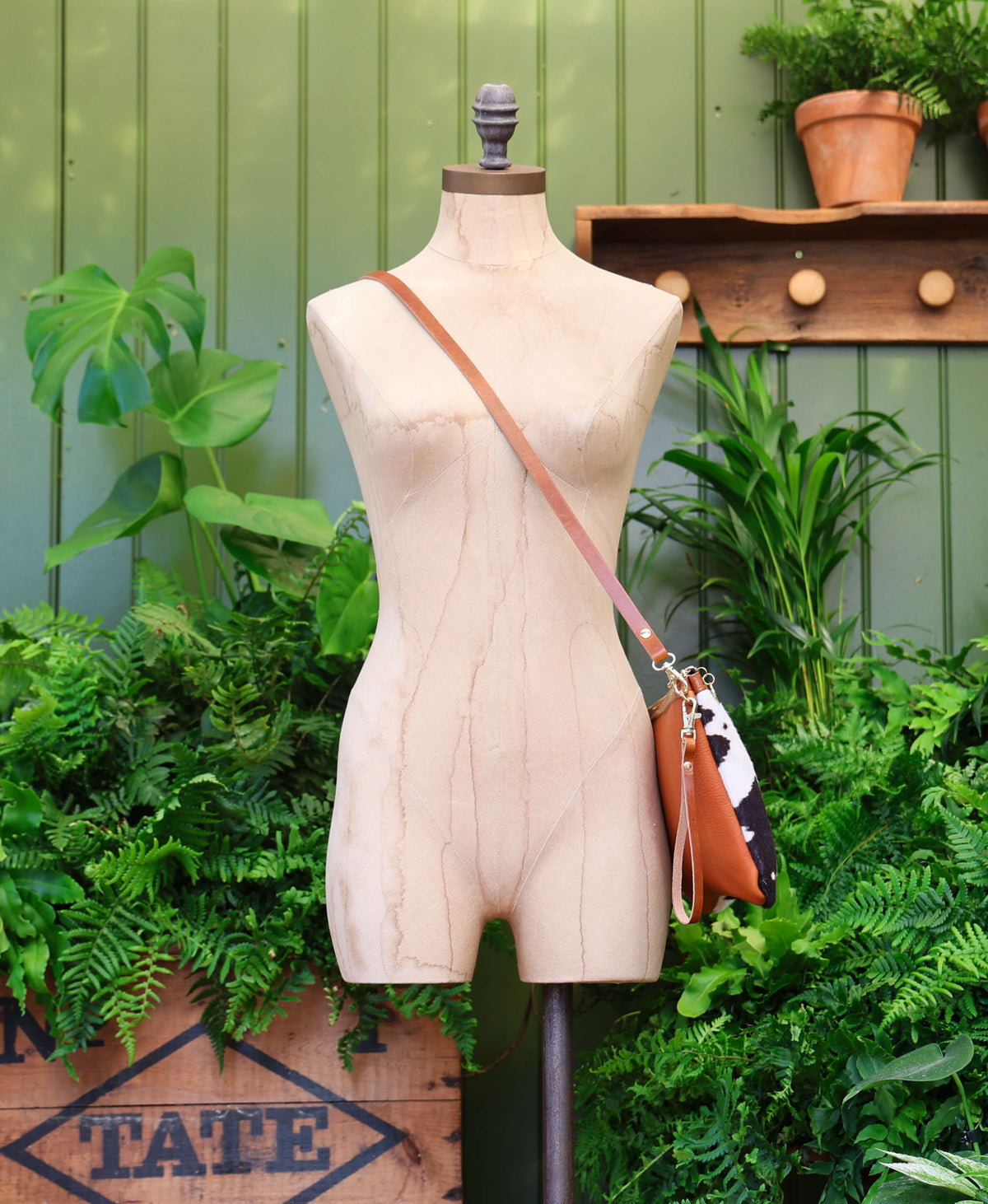 Oversized Diana 2 in 1 Clutch - Brown Cow Print - Tan Leather - Will Bees Bespoke