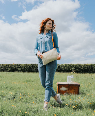 Oversized Diana 2 in 1 Clutch - Cream Sheepskin - Will Bees Bespoke