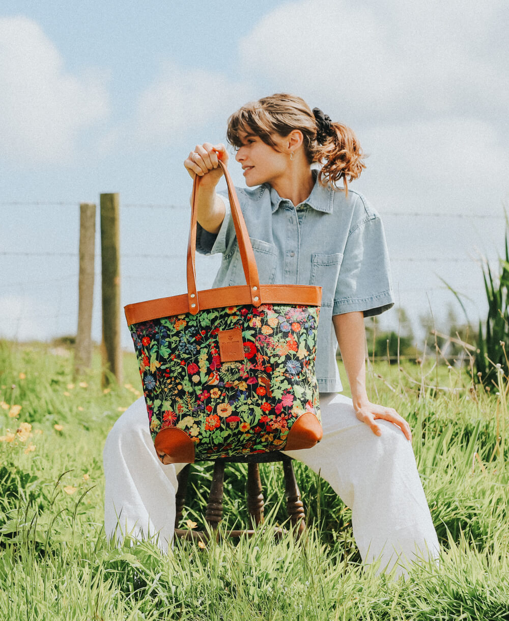 Large Tote - Woven Meadow in Bramble - Will Bees Bespoke