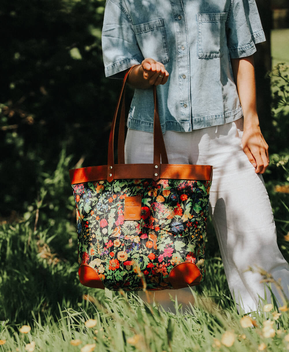 Large Tote - Woven Meadow in Bramble - Will Bees Bespoke
