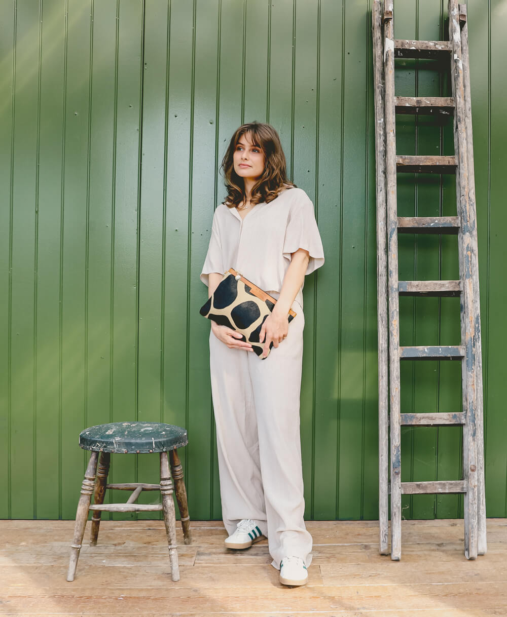 Oversized Diana 2 in 1 Clutch - Giraffe Spot - Will Bees Bespoke