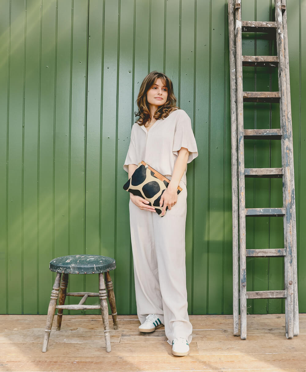 Oversized Diana 2 in 1 Clutch - Giraffe Spot - Will Bees Bespoke