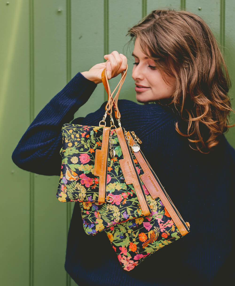 Oversized Diana 2 in 1 Clutch - Woven Meadow in Bramble - Will Bees Bespoke