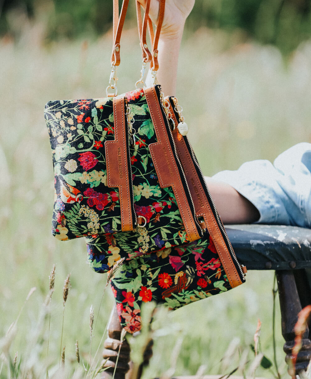 Oversized Diana 2 in 1 Clutch - Woven Meadow in Bramble - Will Bees Bespoke