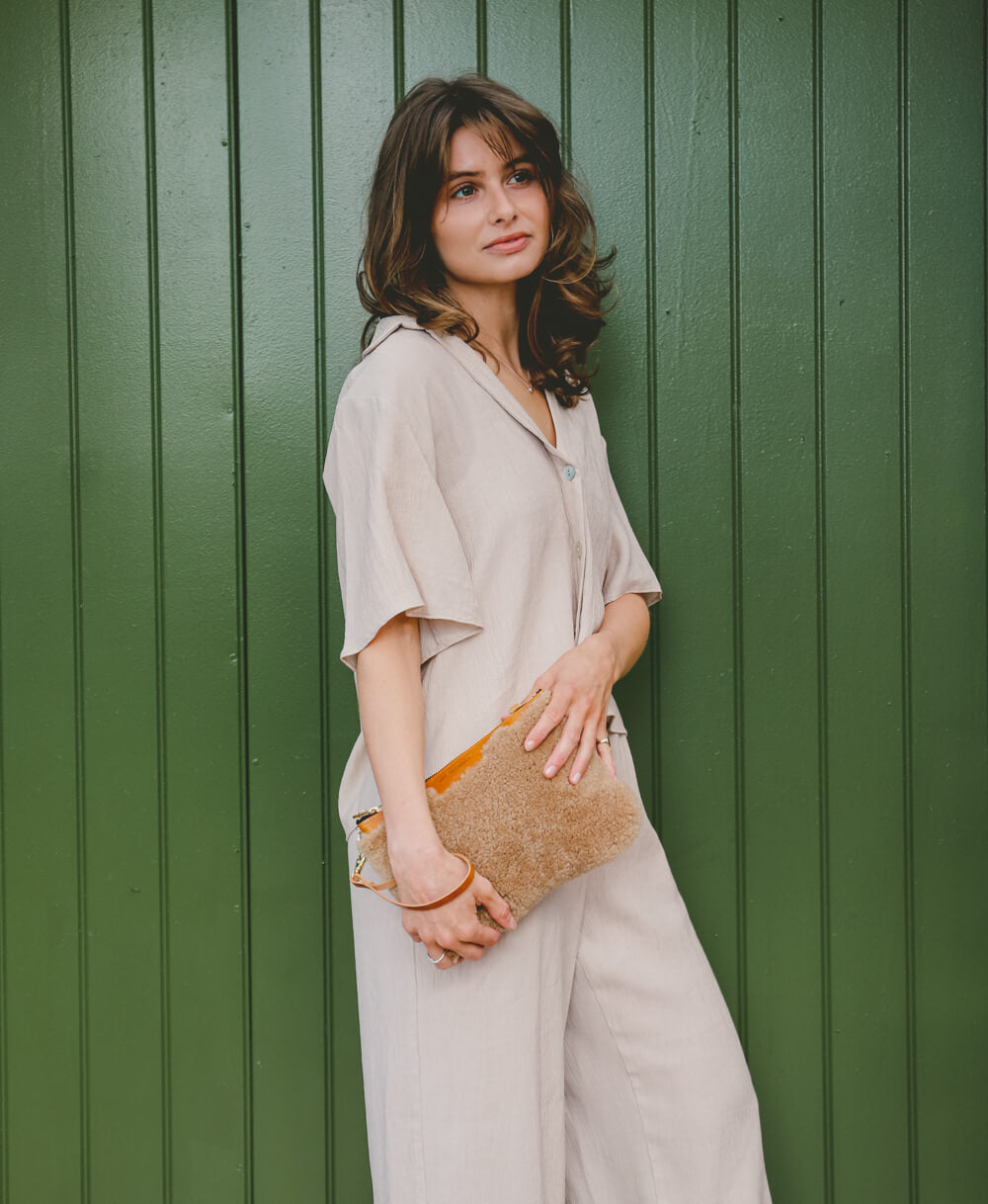 Diana 2 in 1 Clutch - Caramel Sheepskin
