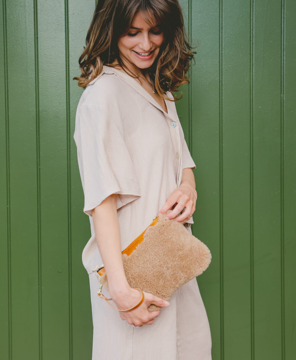 Diana 2 in 1 Clutch - Caramel Sheepskin
