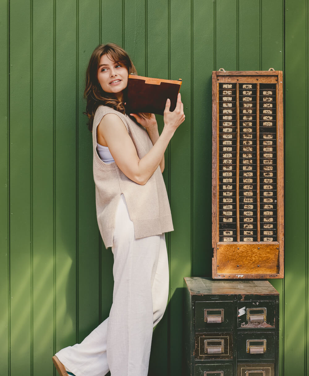 Diana 2 in 1 Clutch - Chocolate Suede - Will Bees Bespoke