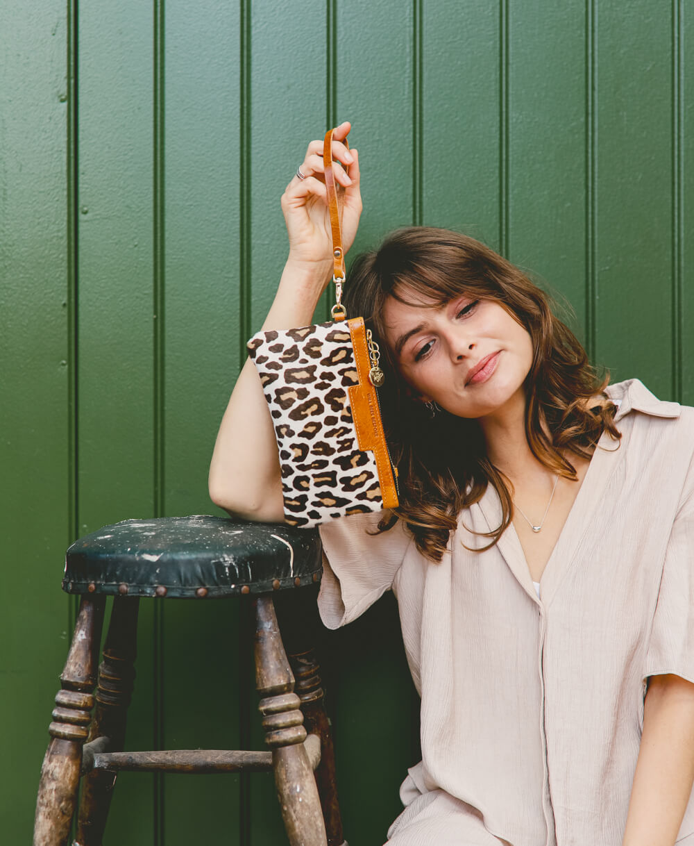 Mini Diana 2 in 1 Clutch - White Leopard - Will Bees Bespoke