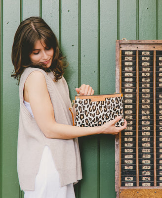 Diana 2 in 1 Clutch - White Leopard - Will Bees Bespoke