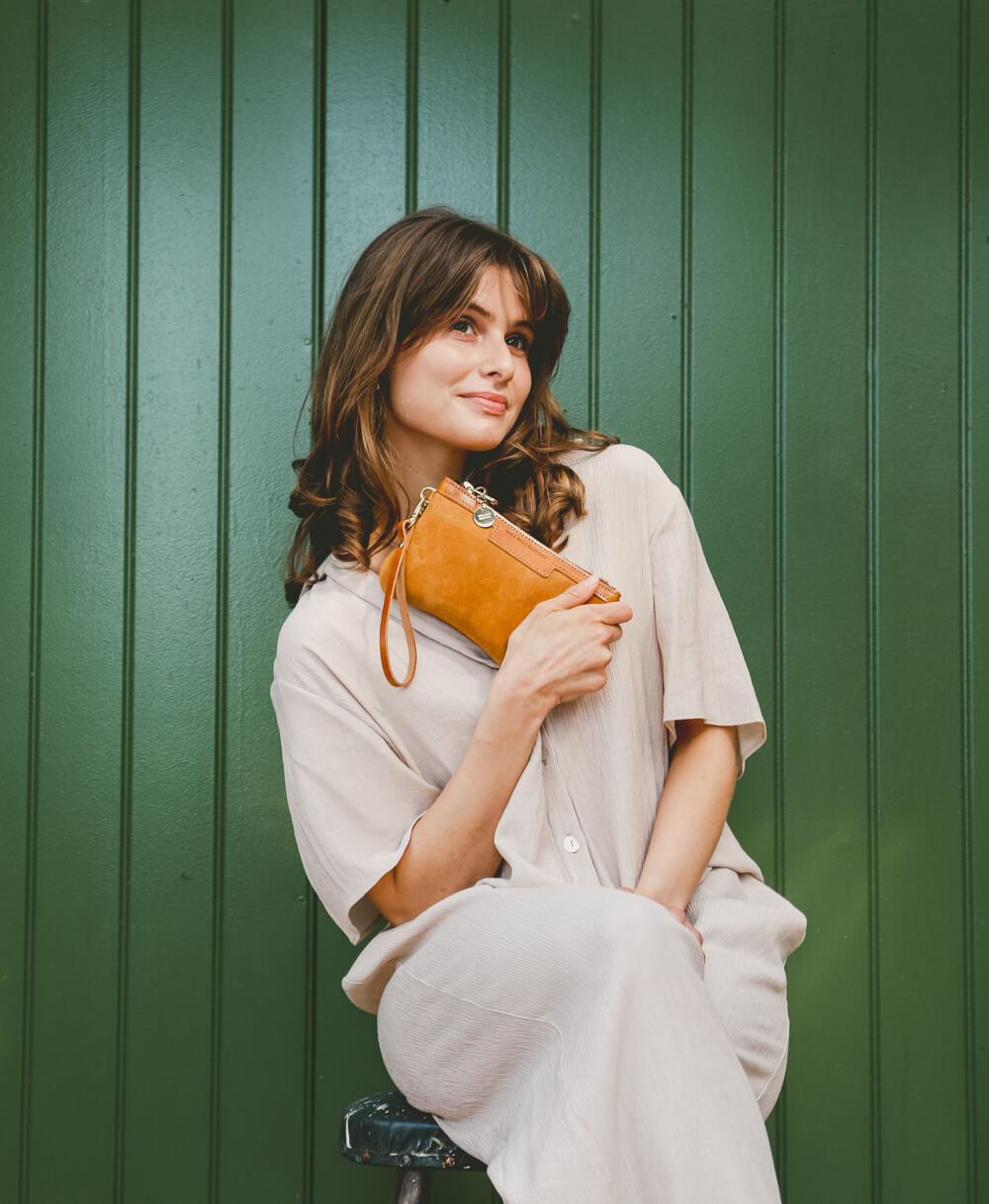Mini Diana 2 in 1 Clutch - Light Tan Suede