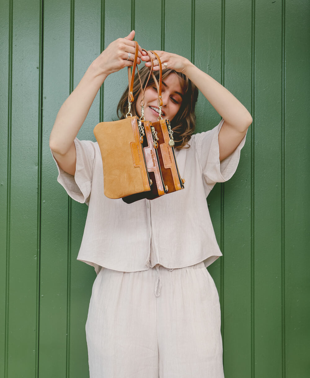 Mini Diana 2 in 1 Clutch - Camel Suede - Will Bees Bespoke