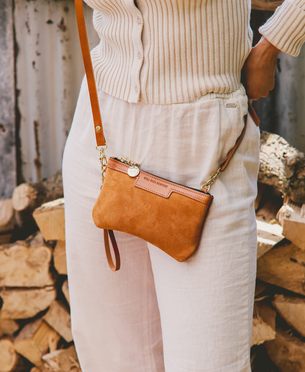 Mini Diana 2 in 1 Clutch - Light Tan Suede