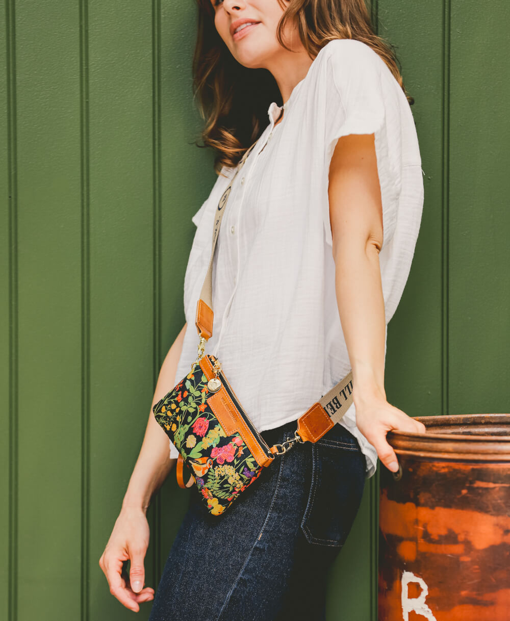 Mini Diana 2 in 1 Clutch - Woven Meadow in Bramble - Will Bees Bespoke