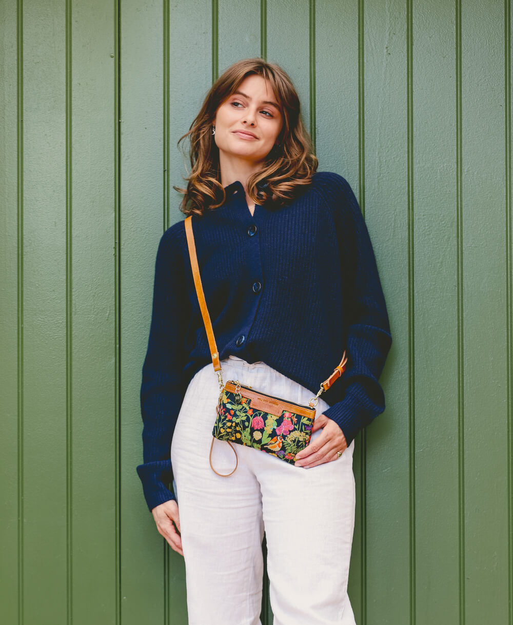 Mini Diana 2 in 1 Clutch - Woven Meadow in Bramble - Will Bees Bespoke