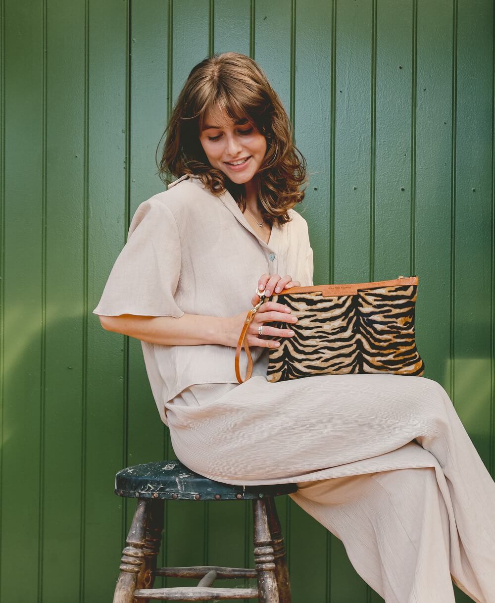 Oversized Diana 2 in 1 Clutch - Tiger Print - Will Bees Bespoke
