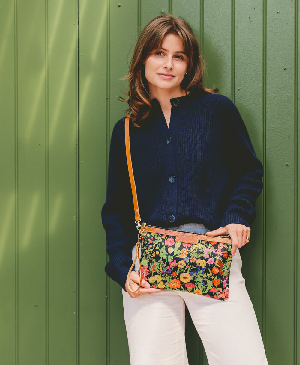 Oversized Diana 2 in 1 Clutch - Woven Meadow in Bramble - Will Bees Bespoke