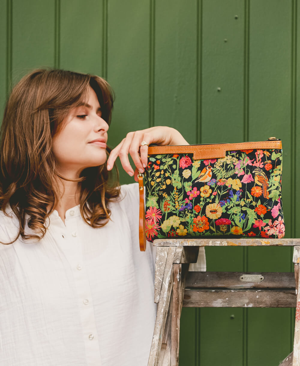 Oversized Diana 2 in 1 Clutch - Woven Meadow in Bramble - Will Bees Bespoke