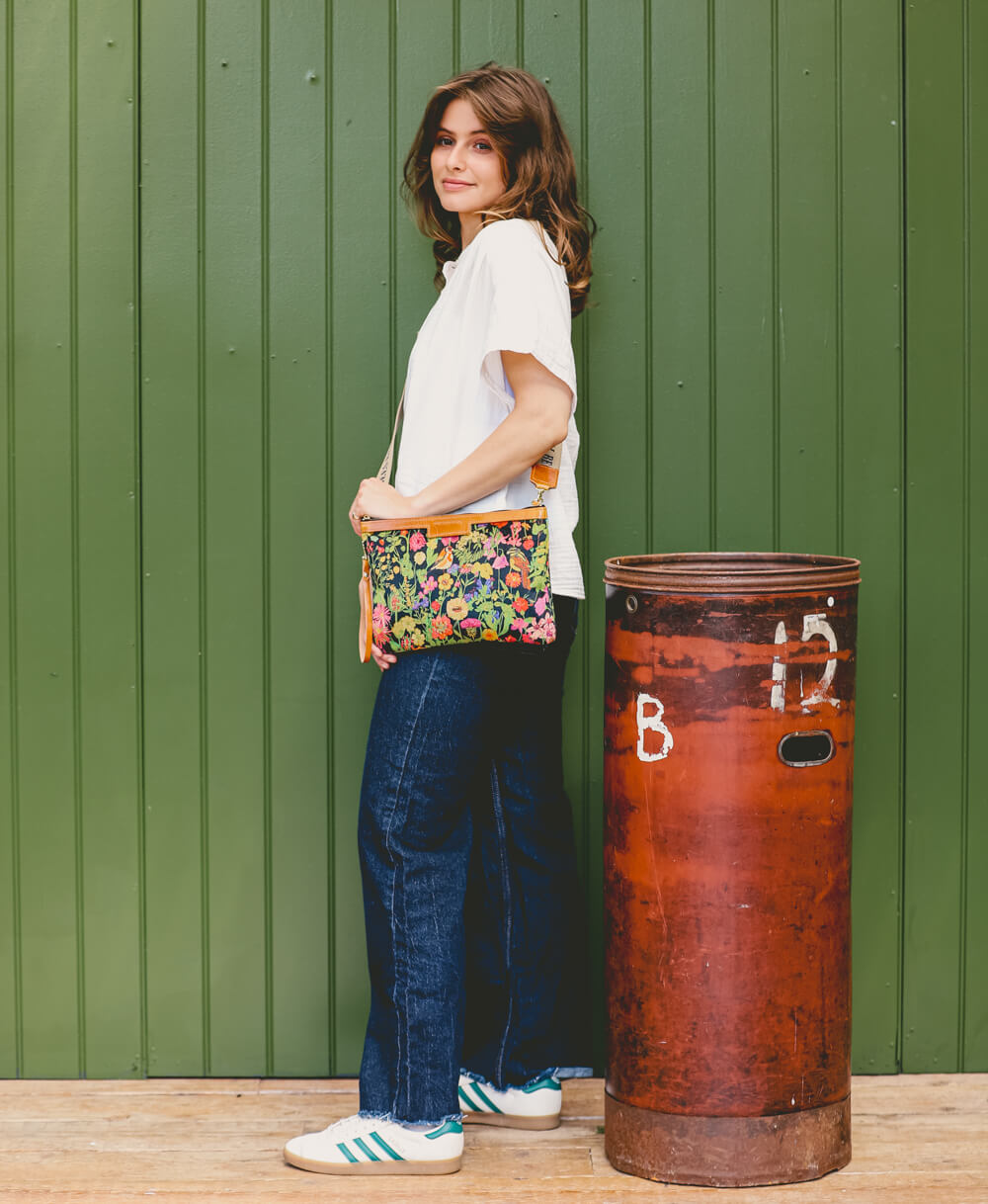 Oversized Diana 2 in 1 Clutch - Woven Meadow in Bramble - Will Bees Bespoke
