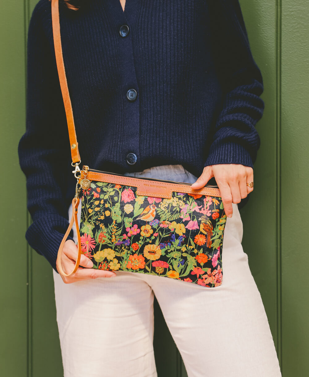 Oversized Diana 2 in 1 Clutch - Woven Meadow in Bramble - Will Bees Bespoke