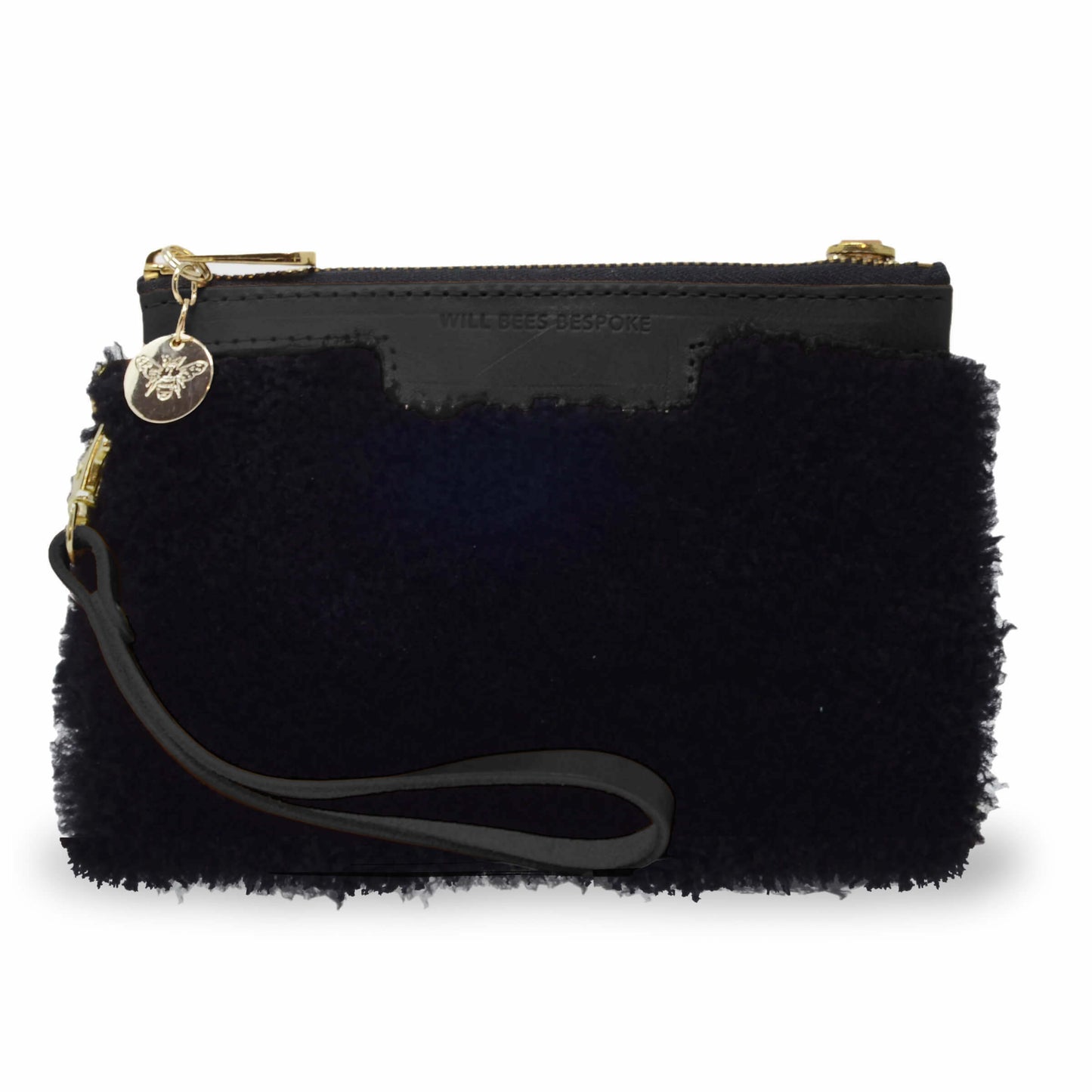 Mini Diana 2 in 1 Clutch - Black Sheepskin - Will Bees Bespoke