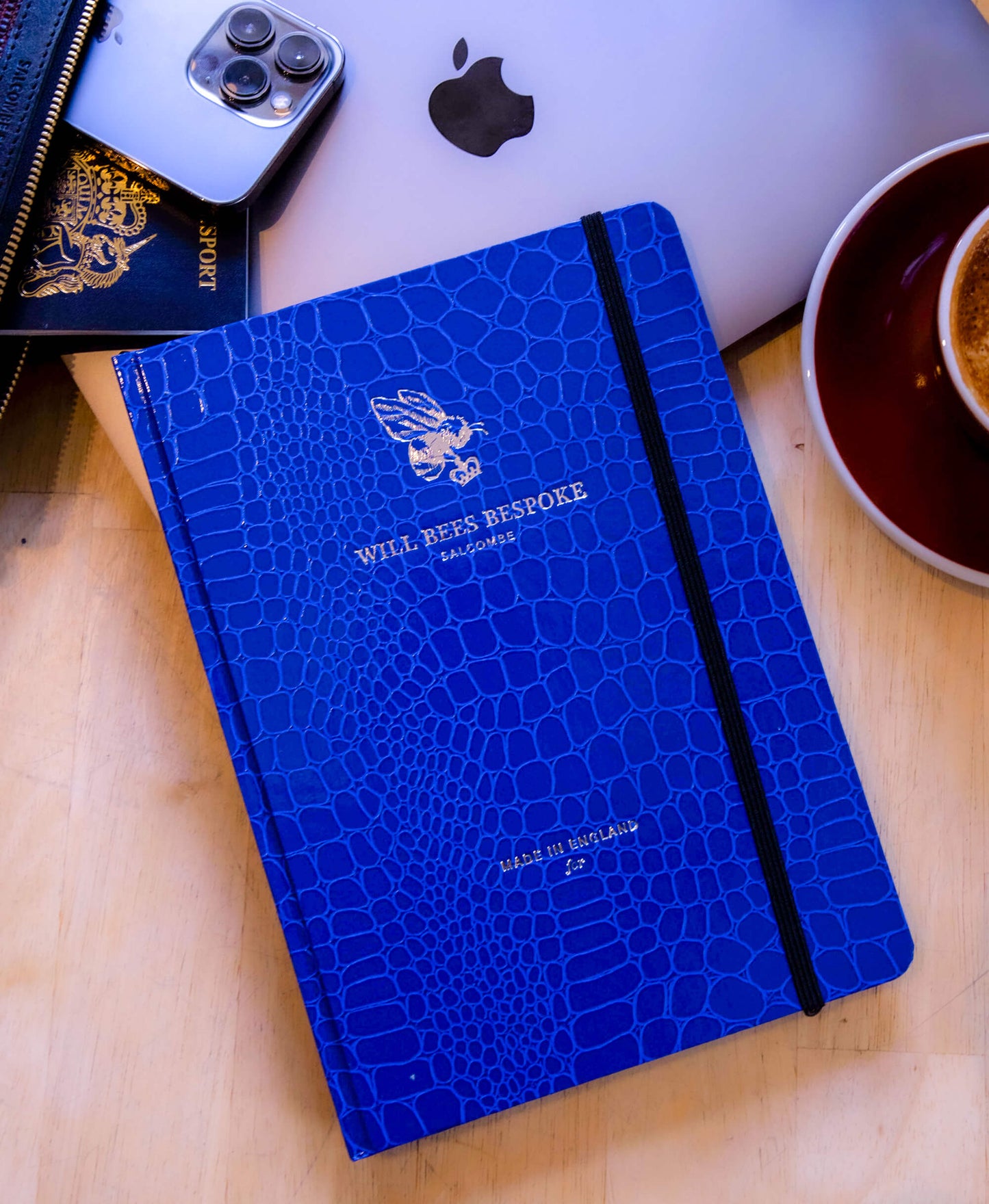 Crown Notebook - Blue Croc - Will Bees Bespoke