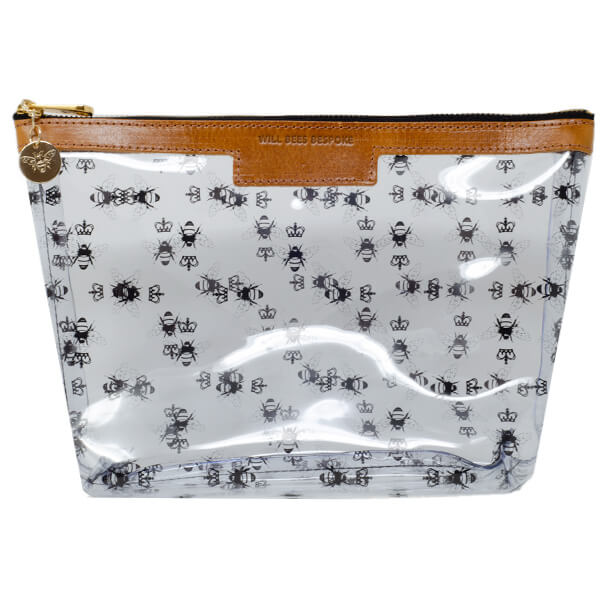 Bee Print Large Clear Make up Bag - Black - Will Bees Bespoke