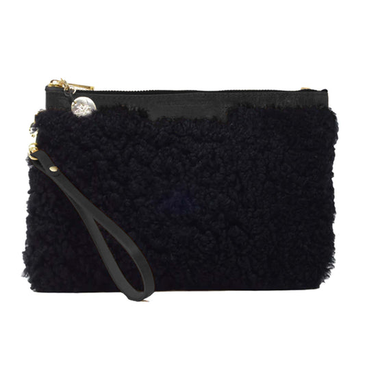 Diana 2 in 1 Clutch - Black Sheepskin - Will Bees Bespoke