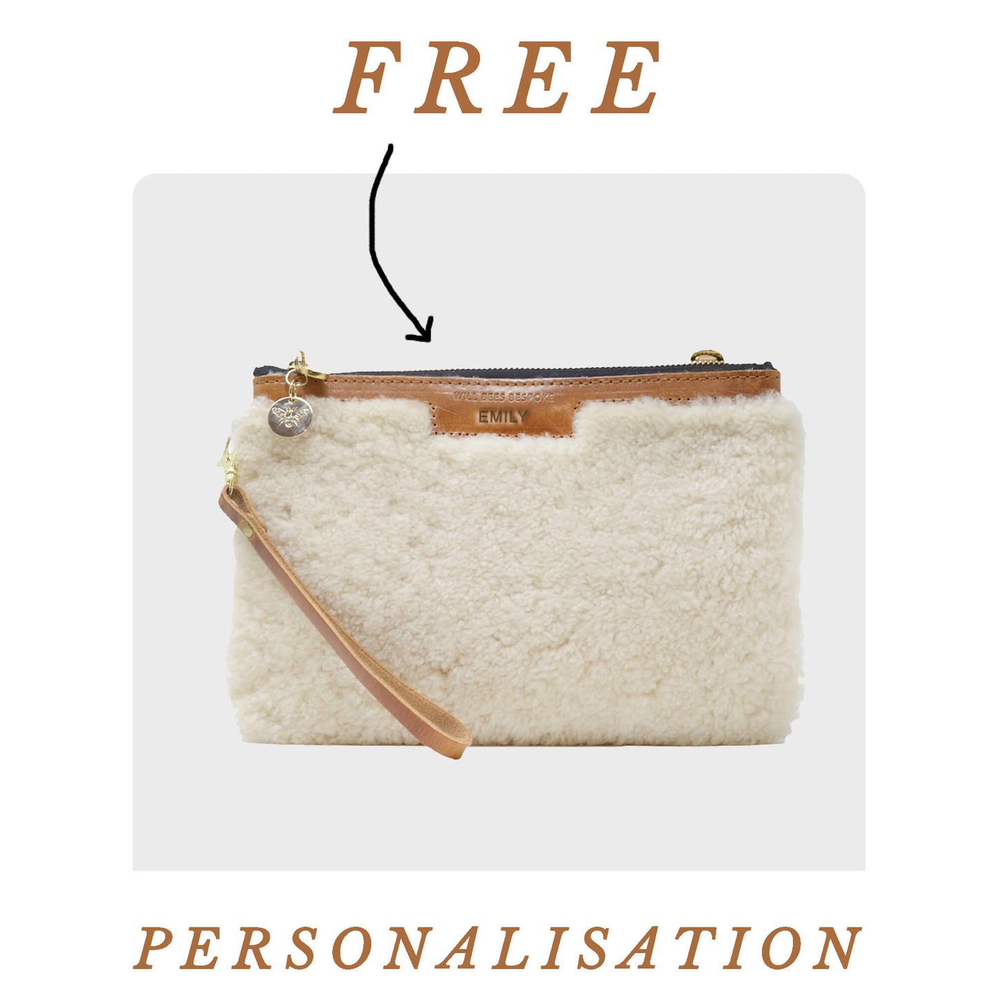 Diana 2 in 1 Clutch - Cream Sheepskin - Will Bees Bespoke